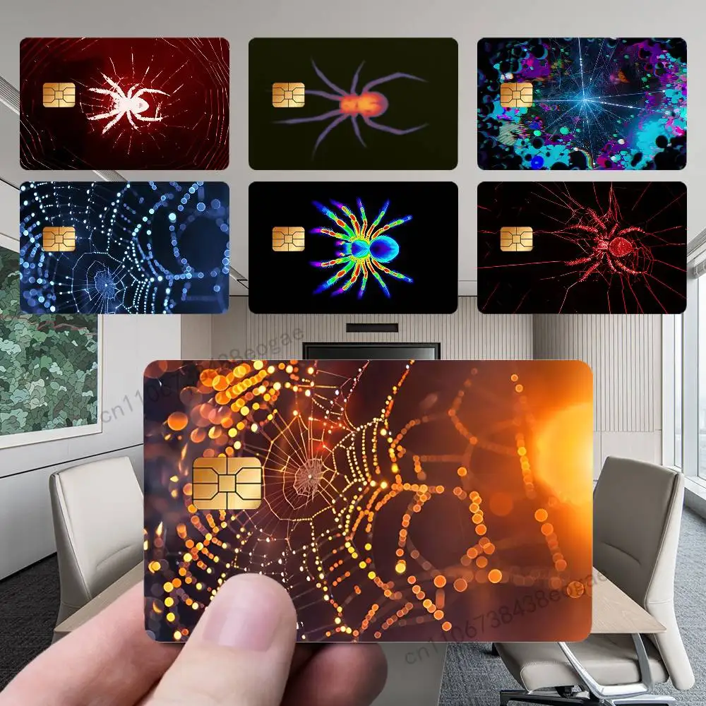 

Colorful Spider Art Bank Credit Cards Bus Pass Stickers Cool Decoration Waterproof 4PCS Card Protective Film