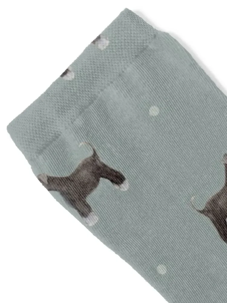 الجانب مواجهة Schnauzer تكرار نمط جوارب زرقاء مغبرة الرياضة والترفيه الشتاء السنة الجديدة الرجعية الرجال الجوارب الفاخرة المرأة #2