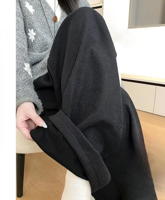 Costume pantalon à jambes larges pour femme, Double couche, Baggy, gothique, Punk, haute rue, thermique, doublure en peluche, polaire rembourrée, hiver