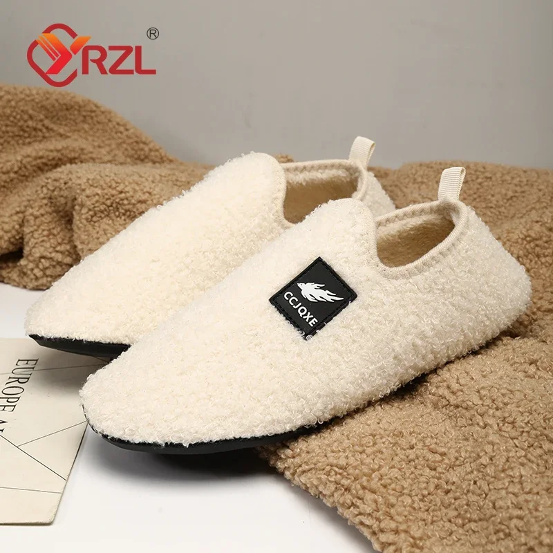 Yrzl chinelo de inverno masculino chinelos de algodão disigner quente casa interior sapatos casuais de alta qualidade antiderrapante pelúcia inverno casal sapatos