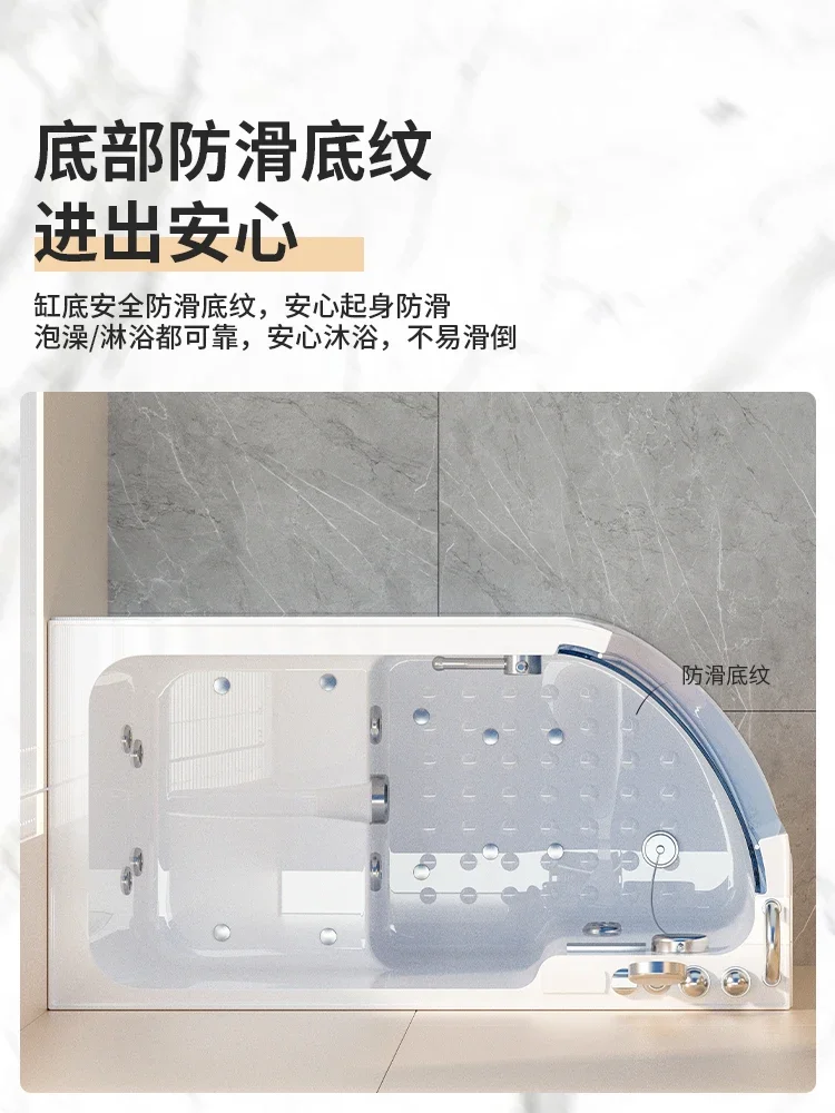 Walking-in side door accessible bathtub for the elderly home rehabilitation elderly sitting bubble type