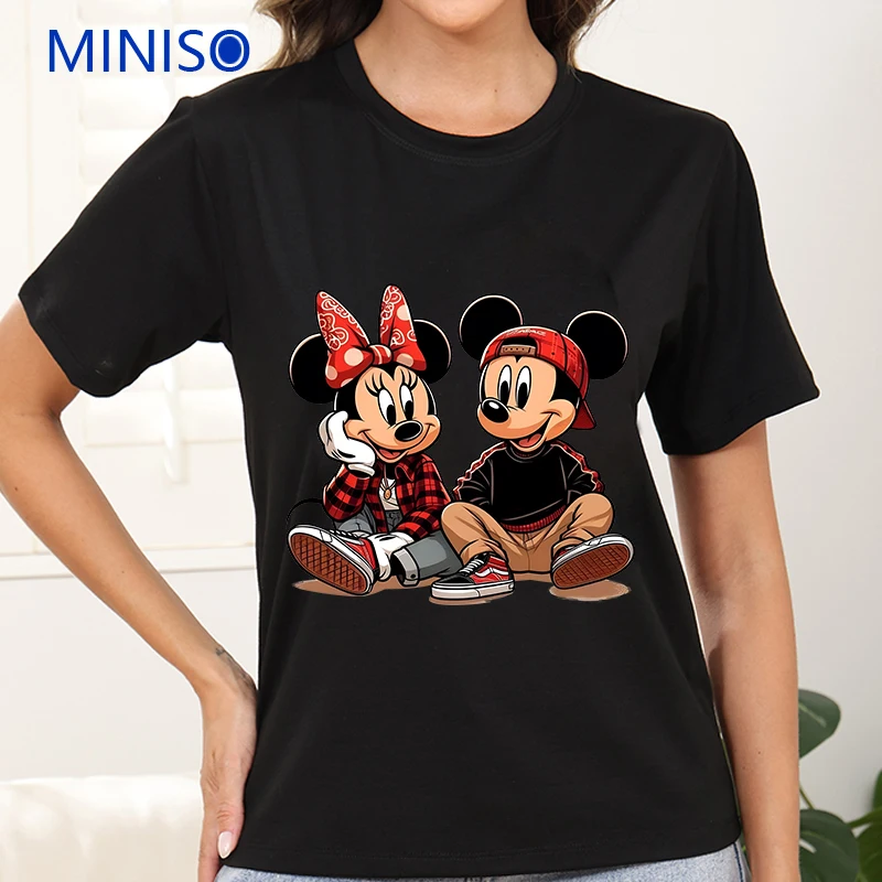 

Personalized T Shirt Clothes Tops & Tees Disney Mickey Minnie Printed Cotton Clothing Brands Trends New Ladies Large Size Summer