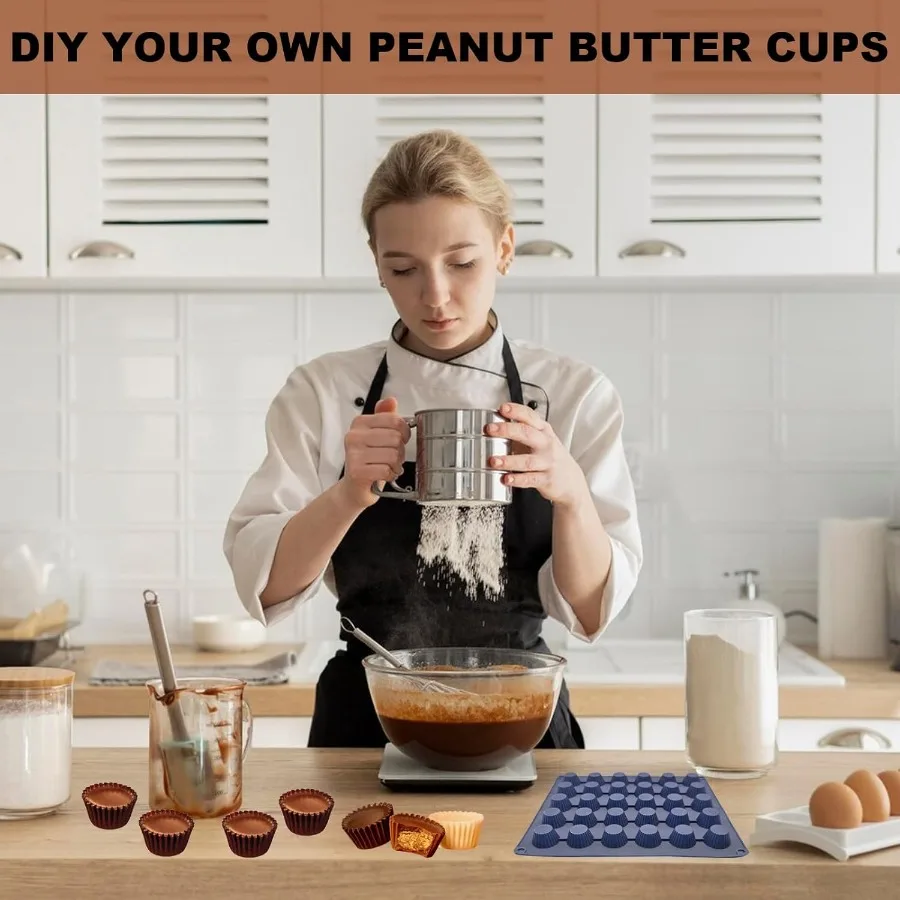 قوالب أكواب زبدة الفول السوداني قوالب شوكولاتة بحجم عض قالب من السيليكون لكيتو فات بومب جيلي آيس وديلي 2 قطعة مقاس عض أزرق