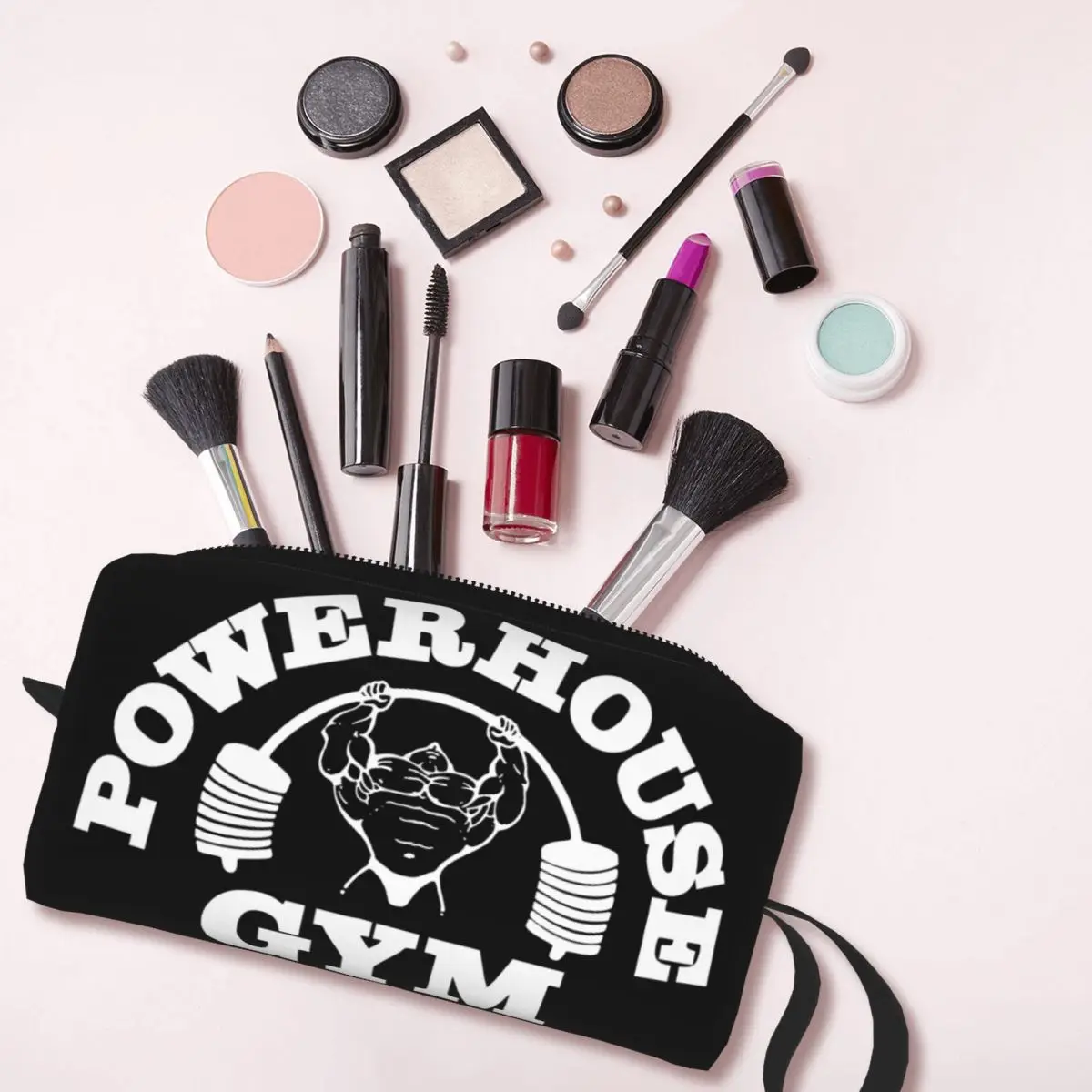 Custom Powerhouse Gym Logo Cosmetic Bag Women Large Capacity Bodybuilding Fitness Makeup Case Beauty Storage Toiletry Bags