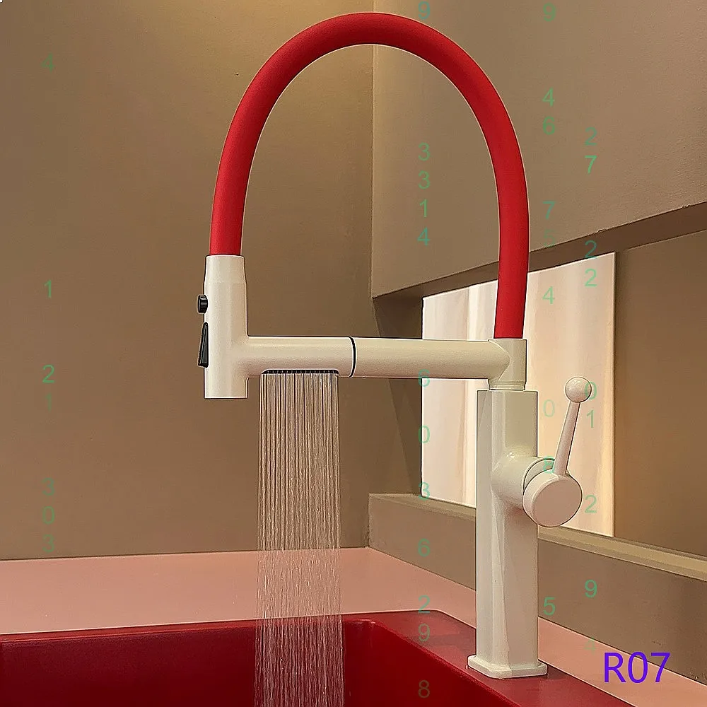 Kitchen Pull Out Faucet, High Arc Dual Mode Magnetic Sprayer, Cold Hot Water Swivel Pull Down Faucet