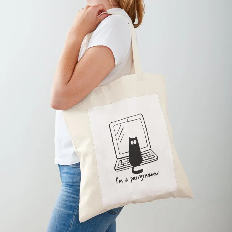 

I'm a purrgrammer Tote Bag reusable shopping bag women bag Canvas shoulder eco folding