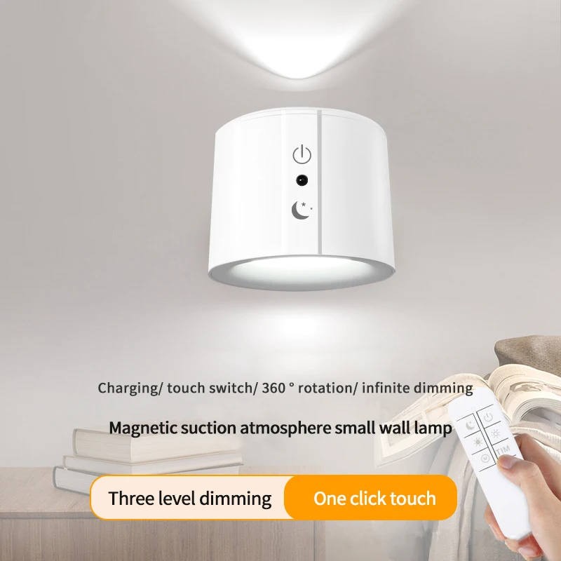 LED magnetic wall lamp, bedside lamp, atmosphere, simple decoration, reading spotlight, bedroom charging night light