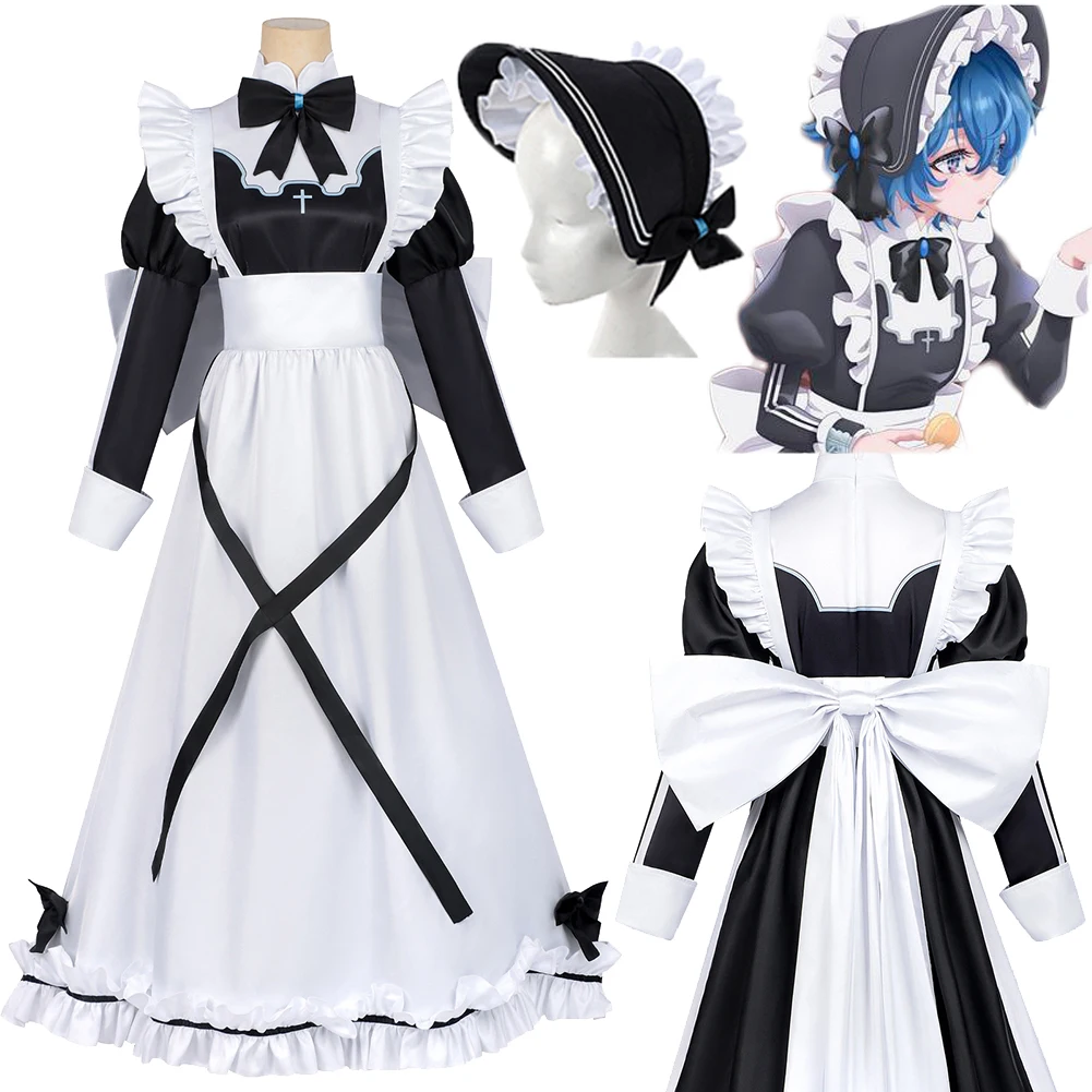 

Playing Death Games to Put Food on the Table Aoi Cosplay Dress Hat Maid Outfit Costume Halloween Roleplay Uniform Carnival Party