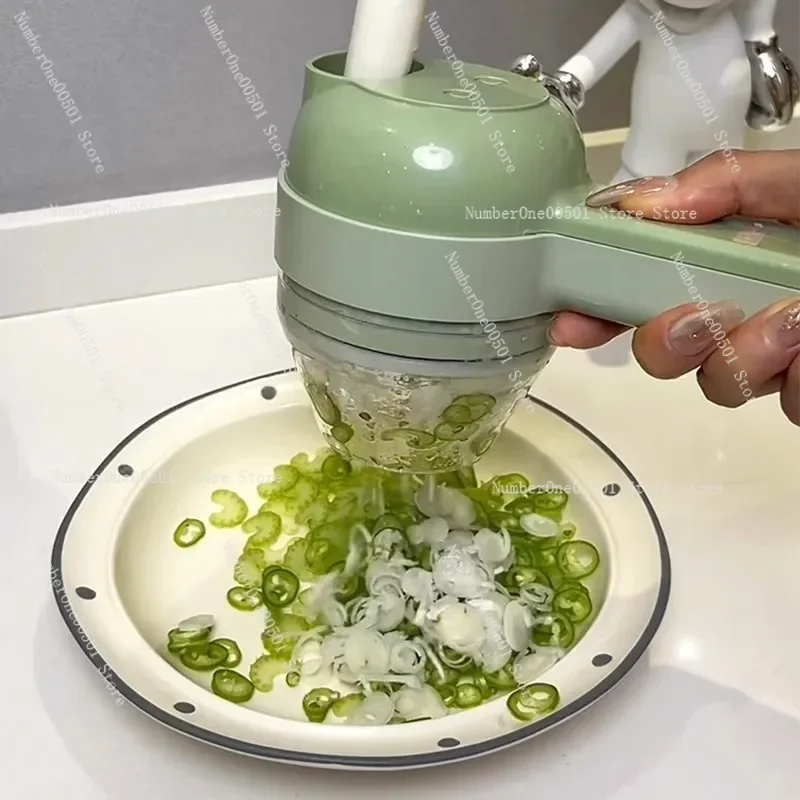 Multifunction Electric Vegetable Cutter for Chili Rings Green Onion Minced Ginger Garlic Slices Paste