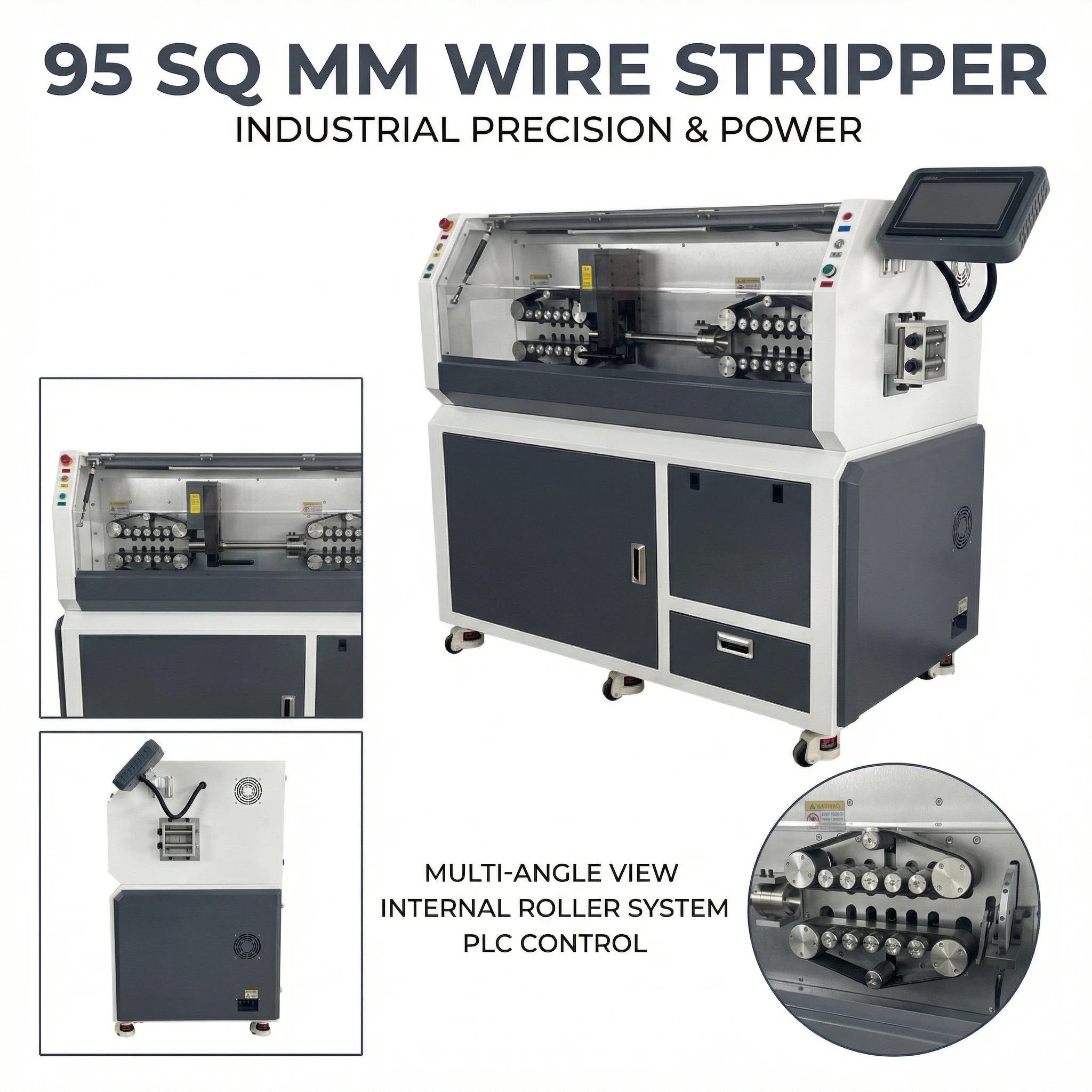 Industrial 300mm2 Automatic Cable Stripping Machine 12 Wheels Drive Heavy Duty Wire Stripper 3Q SQ-WB300 10-inch Touch Screen