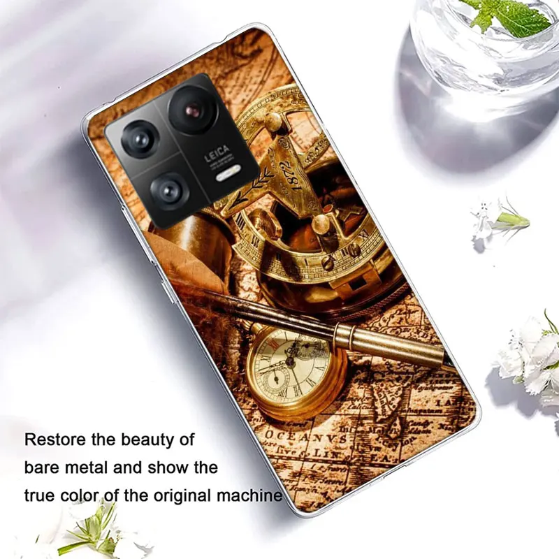 Ancient Maps Retro Compasses And Telescopes Clear Luxury For Xiaomi Poco X5 X6 X7 F6 Pro X4 F4 GT X3 NFC Mi F5 F3 F2 F1 M5 M4 M3