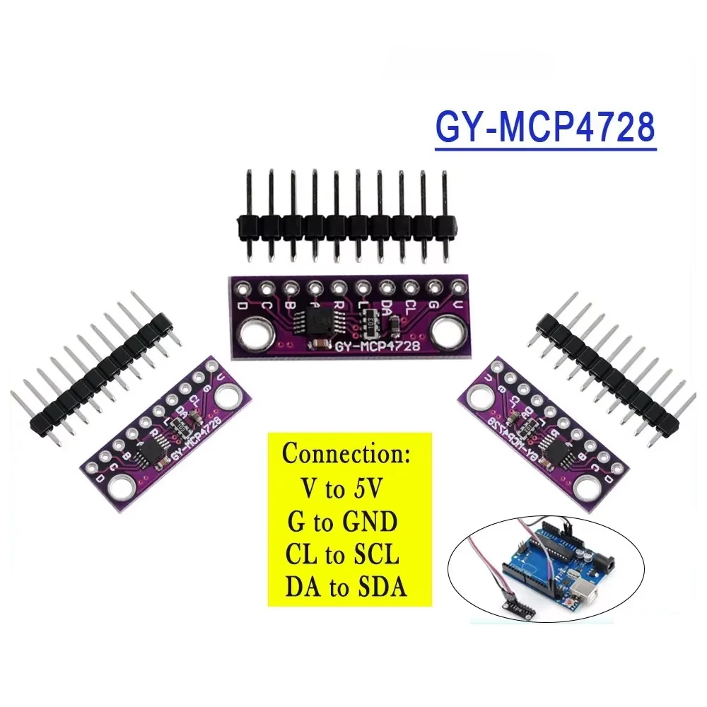 GY MCP4728 12 Bit I2C DAC Module Quad Channel Digital to Analog Converter Board Expansion Part for Arduino Raspberry Pi