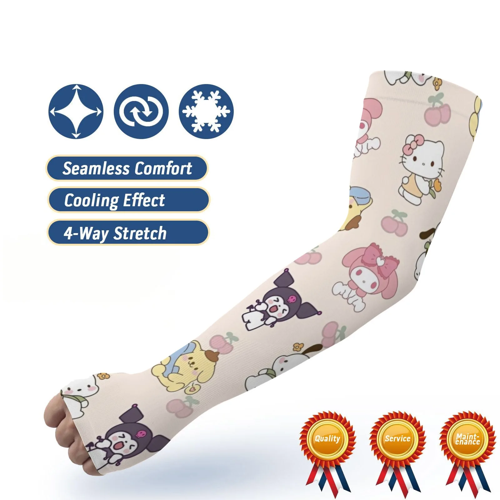 Konfigurowalne urocze rękawy Hello Kitty Sanrio Ice – chroniące przed słońcem, oddychające, szybkoschnące i stylowe zapewniające uroczą zabawę na świeżym powietrzu