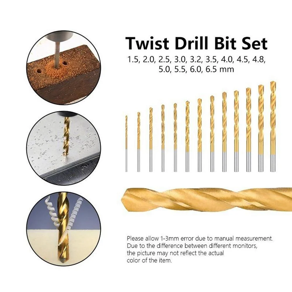 Hochgeschwindigkeits-Stahlbohrer-Set 13-teilig, Schlagbohrer-Set mit Schnellwechsel für Gusseisen, gehärtetes Metall, Holz und Kunststoff