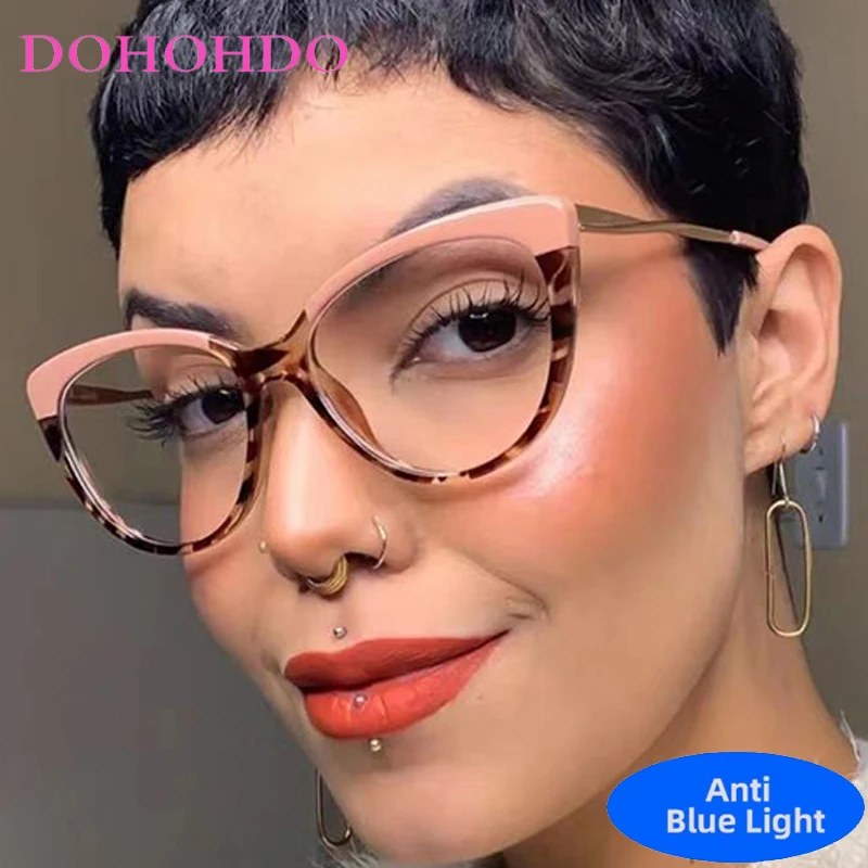 

Vintage Luxury Brand Design Metal Cat Eye Anti Blue Light Glasses Women Men Reading Glasses Optical Eyeglasses Окуляри Жіночі