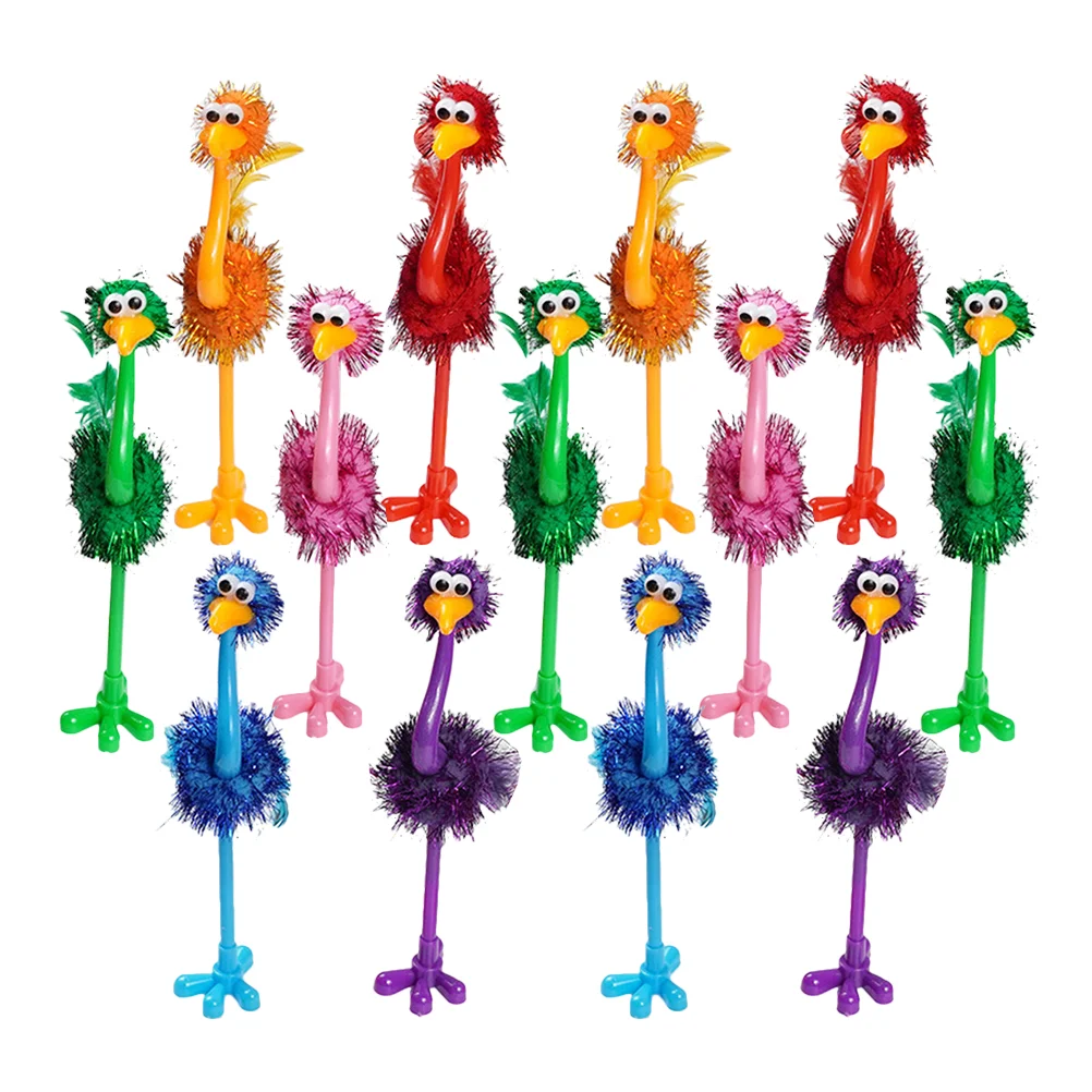 Flamingo Novelty Pens Ostriches Shaped Cartoon Fluffy Ballpoint Pens Turkey Gel Pens Christmas Easter Stuffers Mixed Color