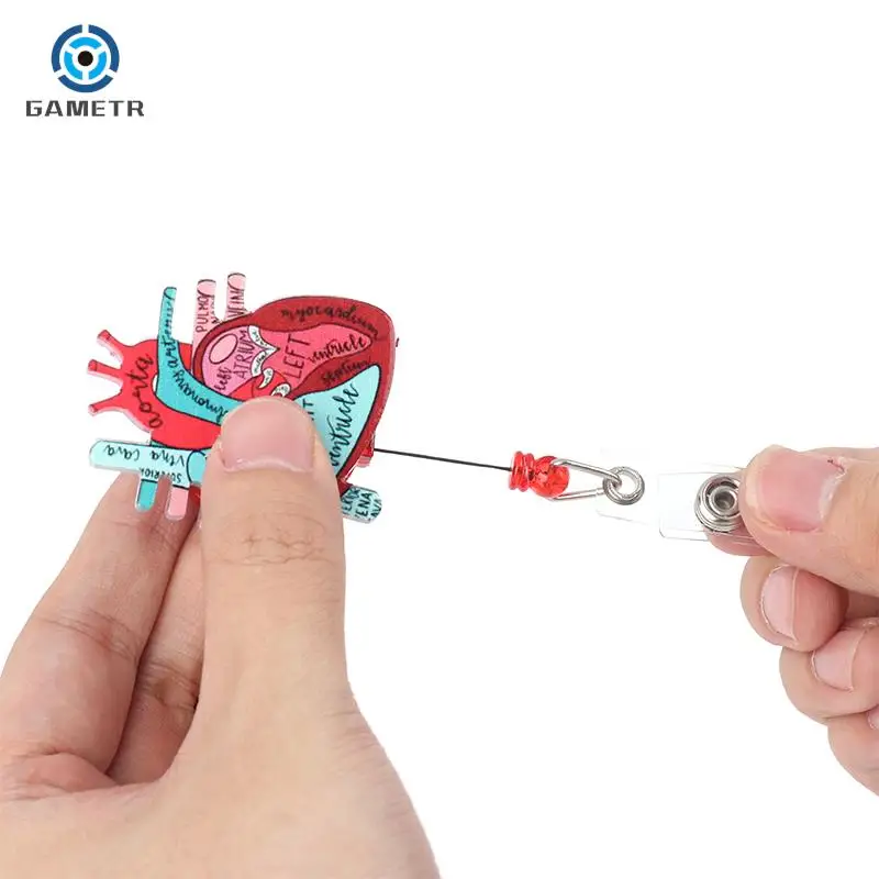 Carrete de insignia retráctil de diagrama de corazón anatómico, soporte de insignia de enfermera de telemetría, tecnología de Monitor de enfermería