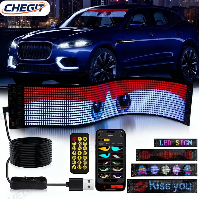 LED 매트릭스 픽셀 패널, DIY 프로그래밍 가능, 블루투스 앱 제어, 유연한 디스플레이 라이트, RGB LED 자동차 사인 애니메이션