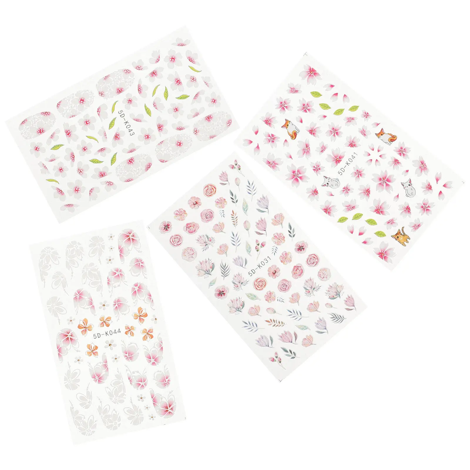 

4pcs 5D Embossed Flower Stickers Spring Themed Manicure Decals Diy Nail Art Self-Adhesive Nail Supplies Decorative Stickers For