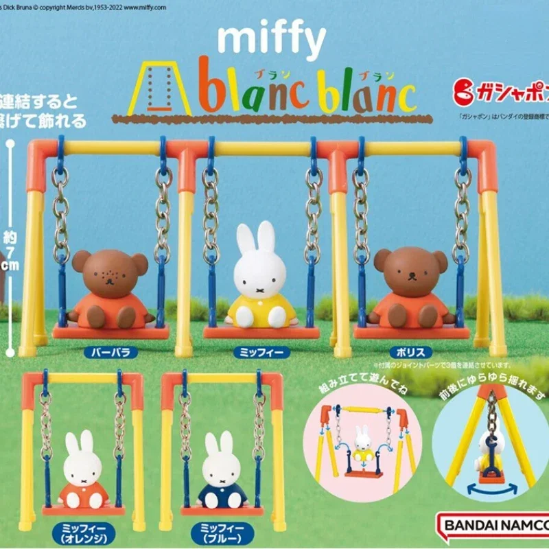 Japanese Genuine Capsule Toy Miffys Rabbit Swing Action Fiugre Miffys Blanc Assembly Model Decoration Toys Collection Kids Gifts