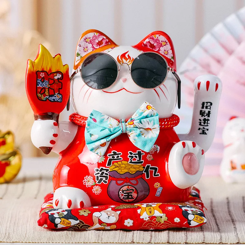 

7.5-inch Waving Hand Lucky Chinese Ceramic Ornament Living Room TV Cabinet Wine Decoration Grade Gift Opening