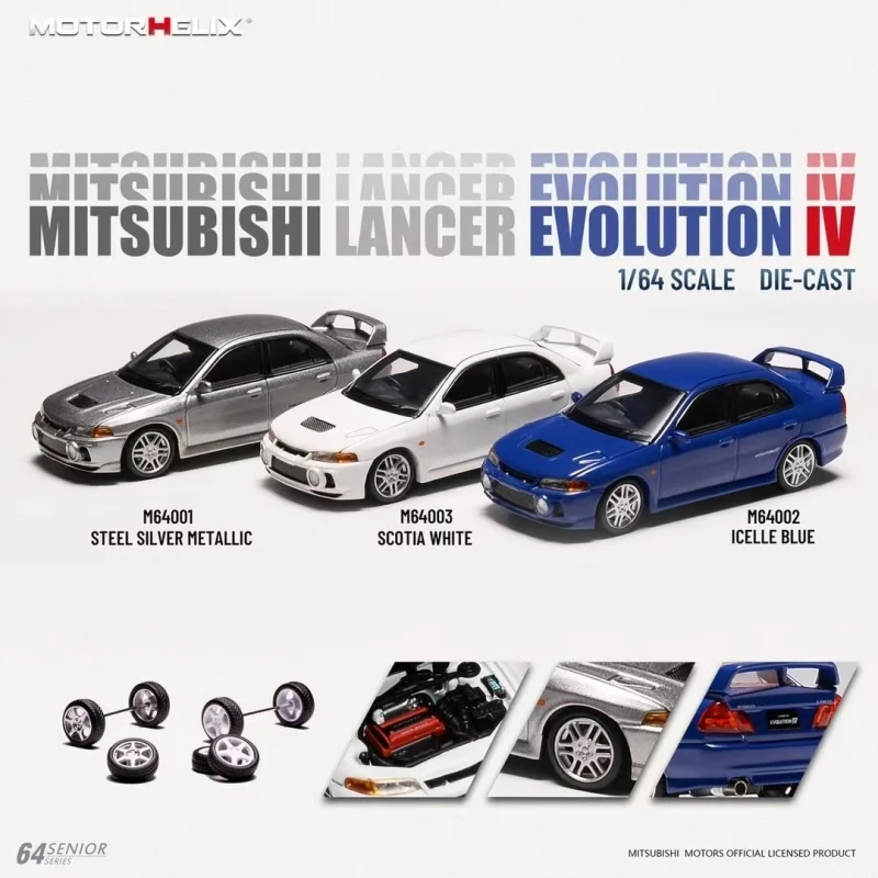 Pre-order *MH 1:64 Mitsubishi Lancer Evo 4 Generation IV - Open version - two sets of wheels - Alloy car model -  in January