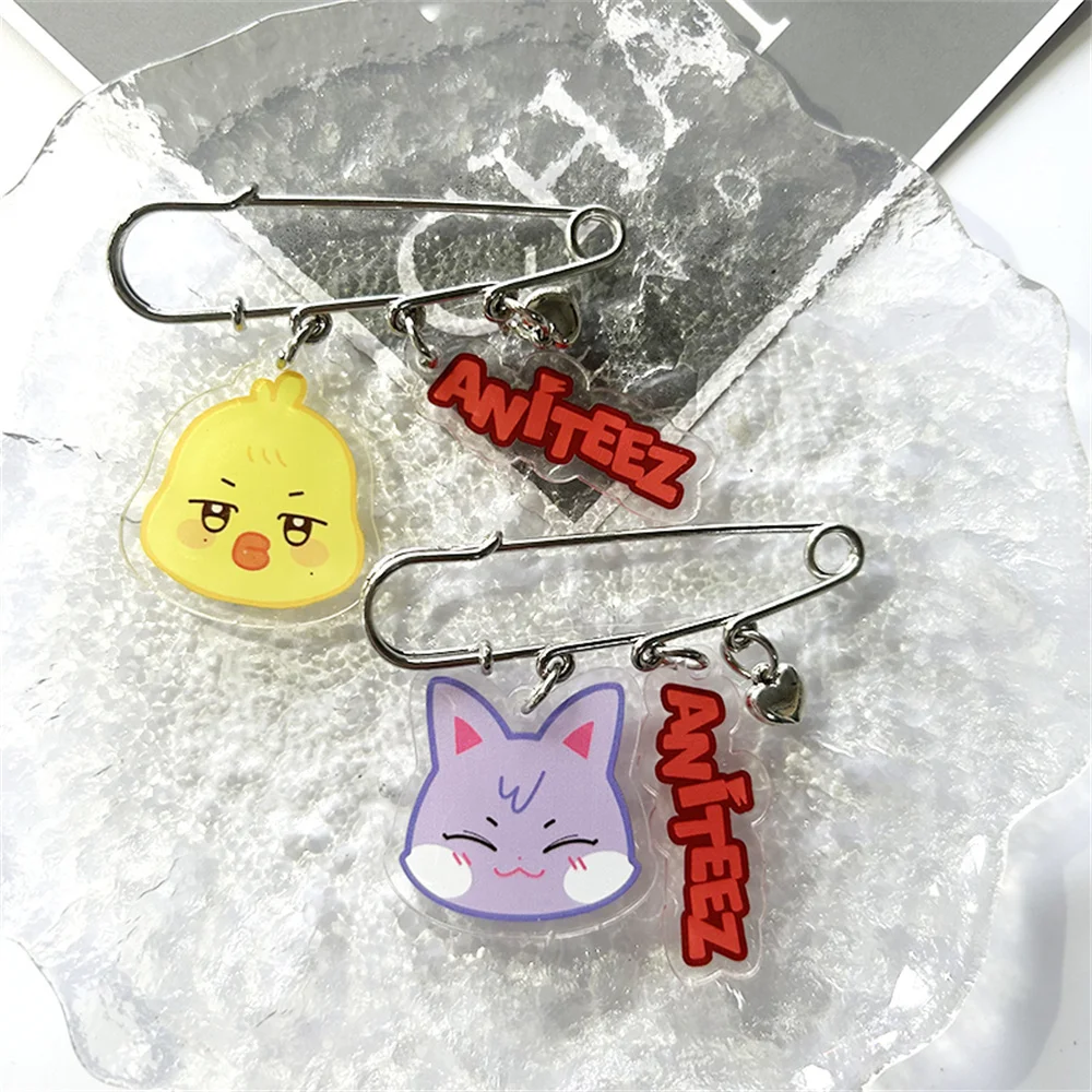 KPOP ATEEZ ANITEEZ Cute Cartoon Brooches Wooyoung Jongho San Seonghwa Fahsion Clothes Bag Accessories Fans Couple Birthday Gifts