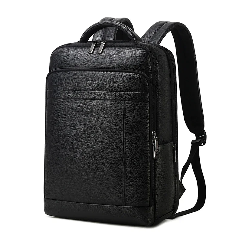 Lock customized Multi-function Genuine Leather bag Unique Anti Theft Men Smart Fingerprint System Laptop Backpack