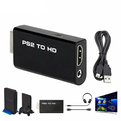 HDMI to Ps2 호환 컨버터 어댑터, 오디오 및 비디오, 3.5mm 오디오 케이블, PC 모든 Ps2 480i 480p 576i 디스플레이 모드 지원