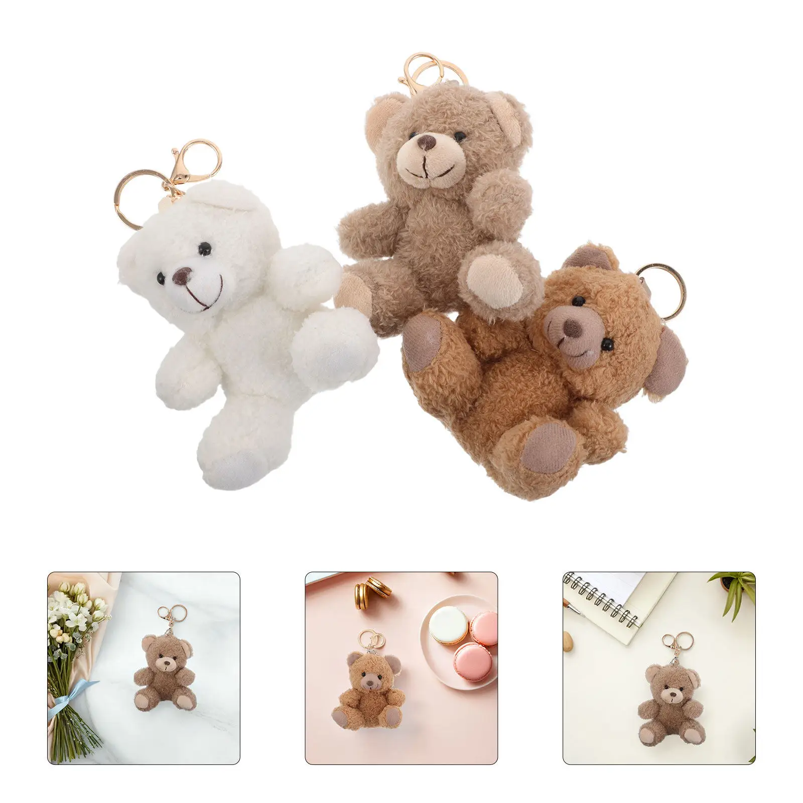 

Набор из 3 очаровательных брелоков-мишек: мягкие плюшевые игрушки для украшения рюкзаков и сумок, идеальный подарок на Рождество и сувенир для вечеринок