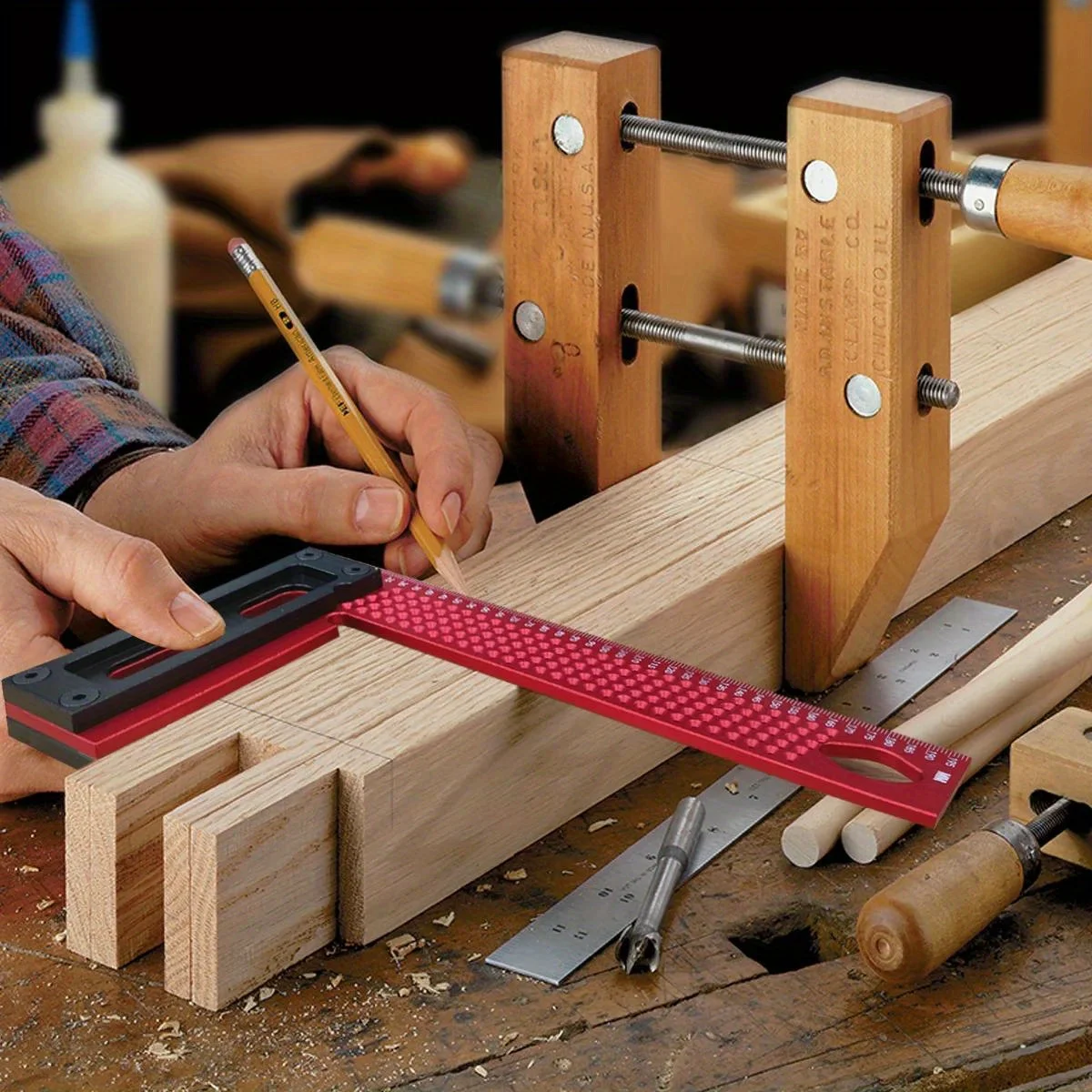 Прецизионная измерительная линейка из алюминиевого сплава 300 мм/200 мм, многоугольный транспортир для маркировки, L-квадратный инструмент, измерительная и разметочная линейка