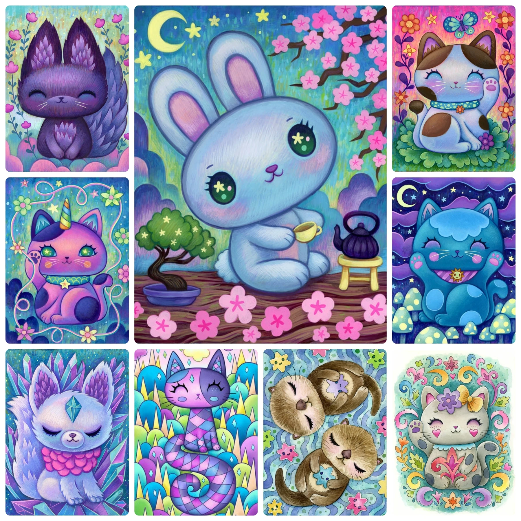 Niedliche Tiere Katze Fuchs Diamantmalerei 5D DIY Kunst Mosaik Stickerei Badezimmer Deko Kreuzstich Neuheiten Erwachsenen Geschenk Angebote