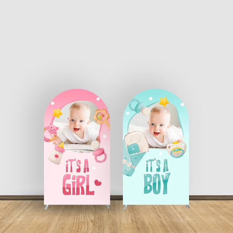 

Girls&Boys Theme Arch Backdrop Cover Baby Shower Screen Photography Backdrops Props Decoration Print Elastic Fabric-Customizable