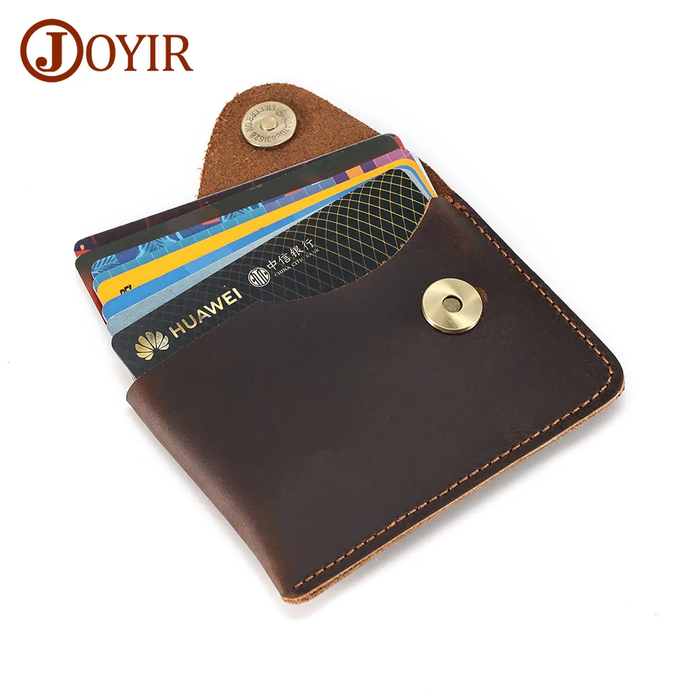 JOYIR Crazy Horse Cowhide Leather Men Women Wallet Money Credit Card Holder Vintage Coin Purse Casual Mini Storage Purses