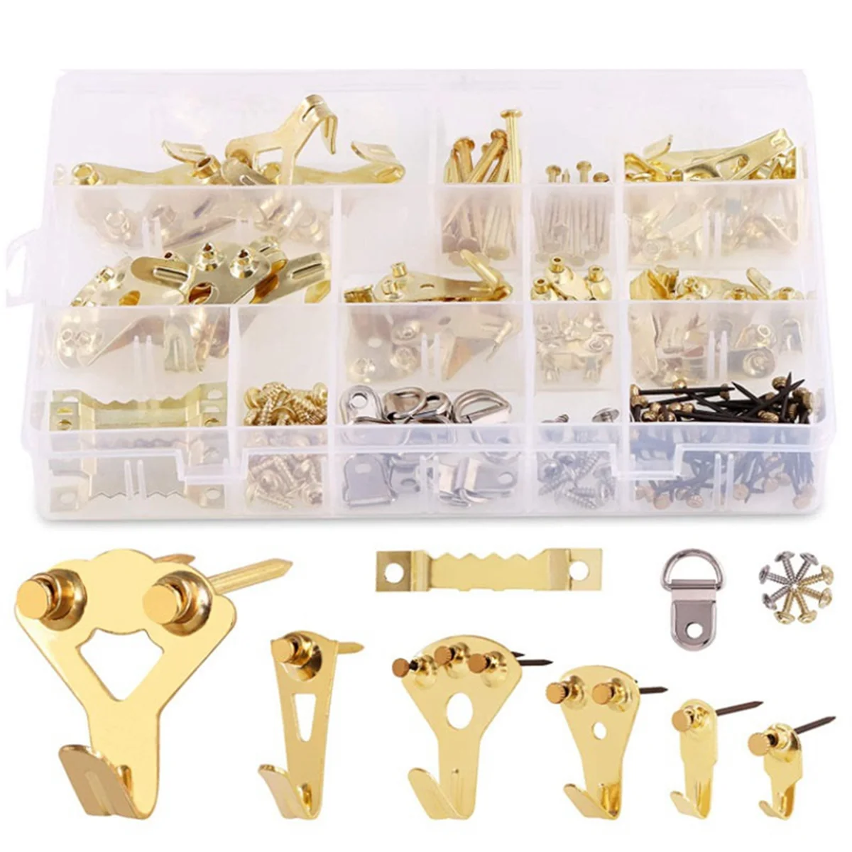 160Pcs Picture Hooks Kit, Heavy Duty Picture Hanging,Picture Frame Hangers with Nails for Hard Walls,Picture Hanger Set