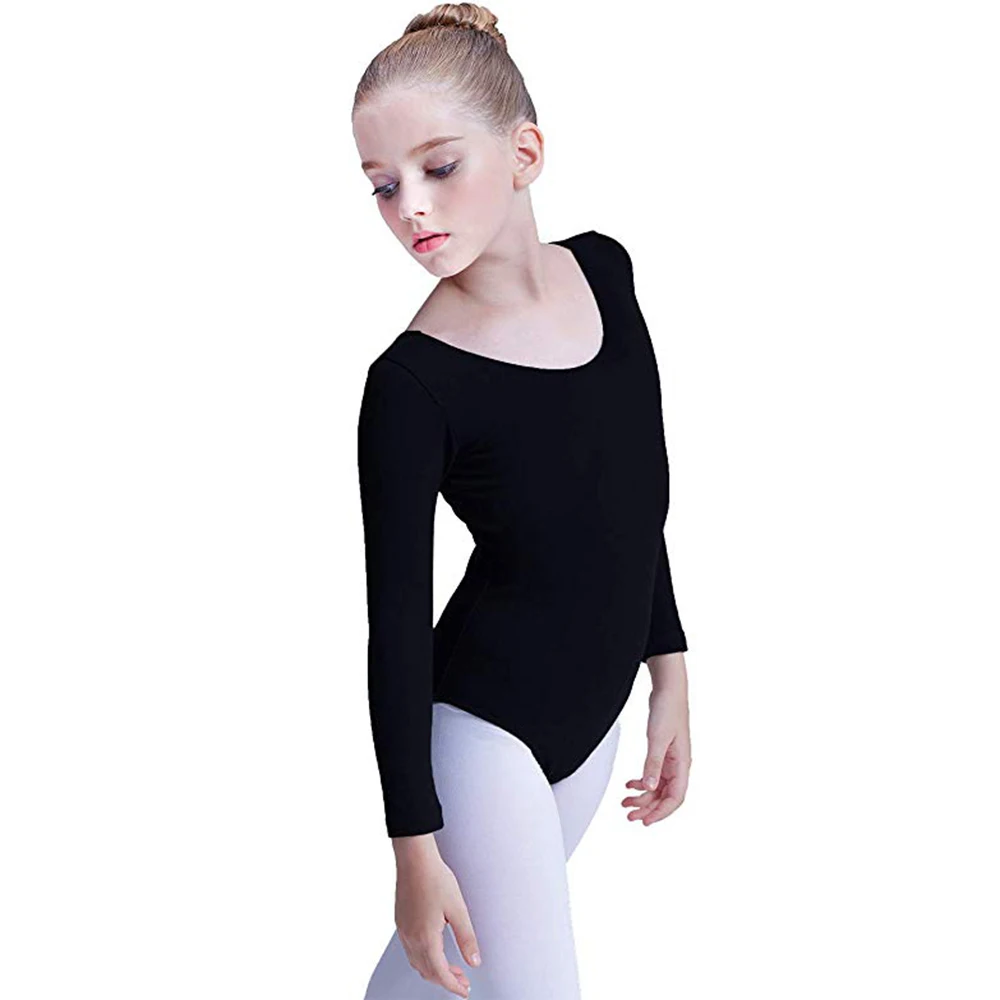 キッズストレッチスパンデックスクラシック長袖バレエダンスレオタード幼児女の子用プロフェッショナル体操ボディスーツ