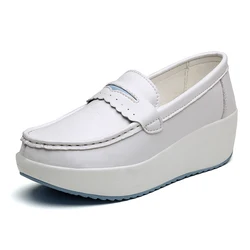 New women's large-sized 100% genuine leather casual Spring and autumn new work leather shoes and mom loafers
