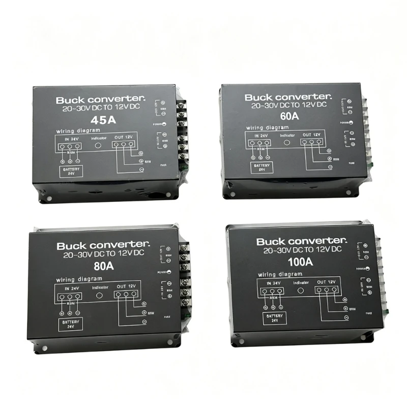 L5BC 24V Step-Down Power Converter with Flanged Mounting Base, Marked Positive-Negative and Remote Control