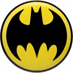 Comics Bat Signal Round Embossed Metal Sign - Vintage Wall Decor for Man Cave or Movie Room