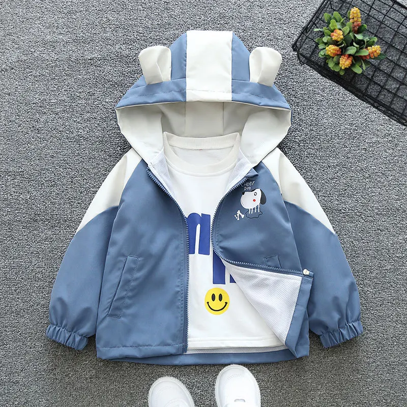 New Baby Boys Jacket Cartoon Fashion Windproof Outerwear Hooded Zipper Boys Coat Birthday Gifts 1 2 3 4 5 6 Years Kids Clothes