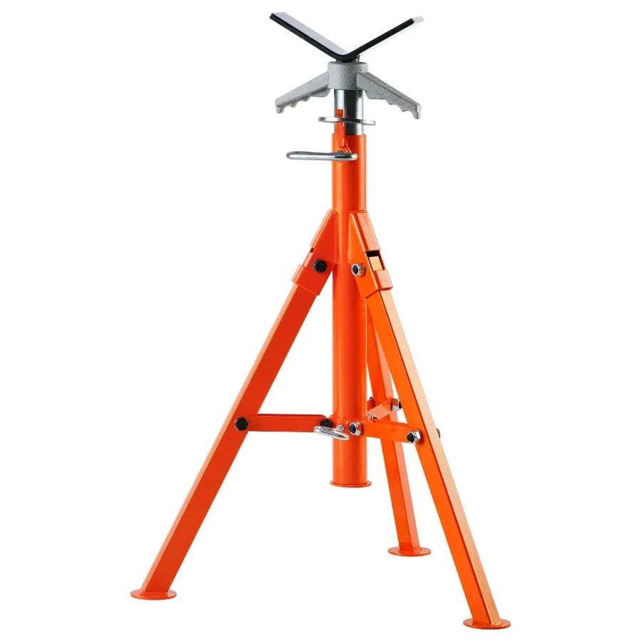 

Heavy Duty Pipe Stand 2500LBS Adjustable V-Head Jack Stand 45 Steel Folding Support for 1/2-12 inches Pipes 27.2-52 Height Rang