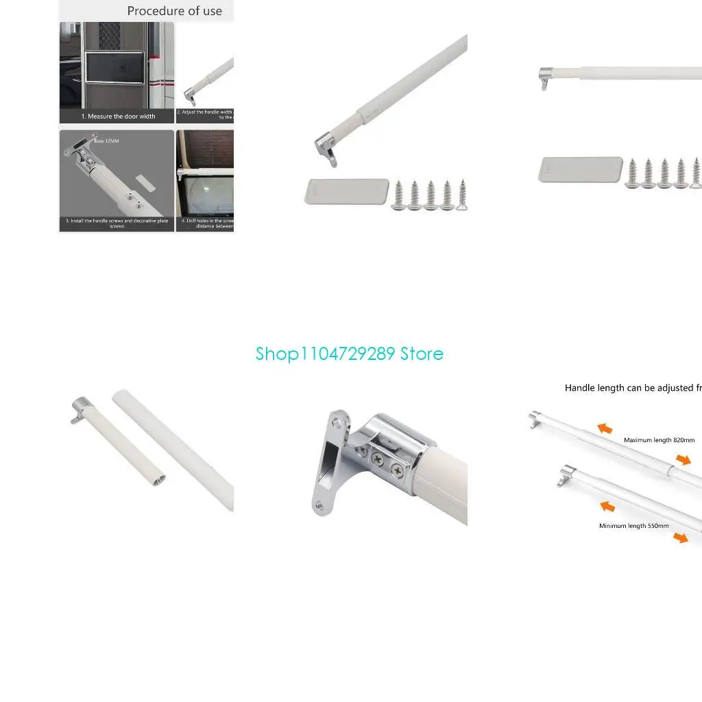 

D8KE Adjustable Screen Door Handle Grab Bar 550mm -820mm Ergonomic Screen Door Handle