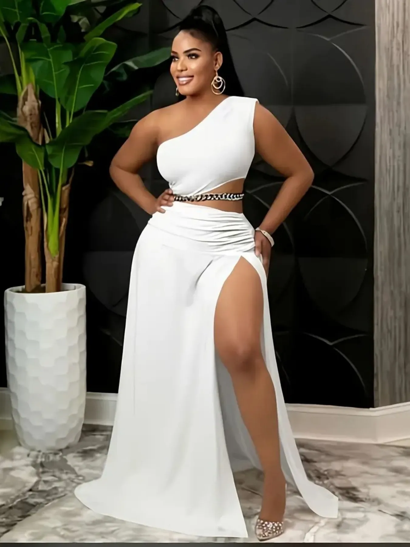 

Женский комплект платья-двойка, сексуальный короткий топ с открытыми плечами Y2k, платье с высоким разрезом, облегающий супердлинный комплект платьев, вечернее платье.