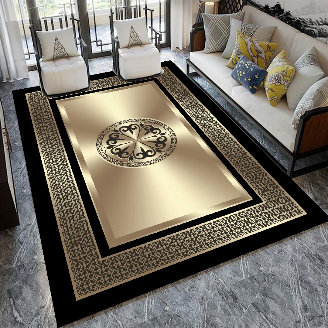 Luxury Oriental Carpet for Living Room Washable Golden Decoration Home Floor Mats 200x300 Soft Non-slip Large Area Rugs Office