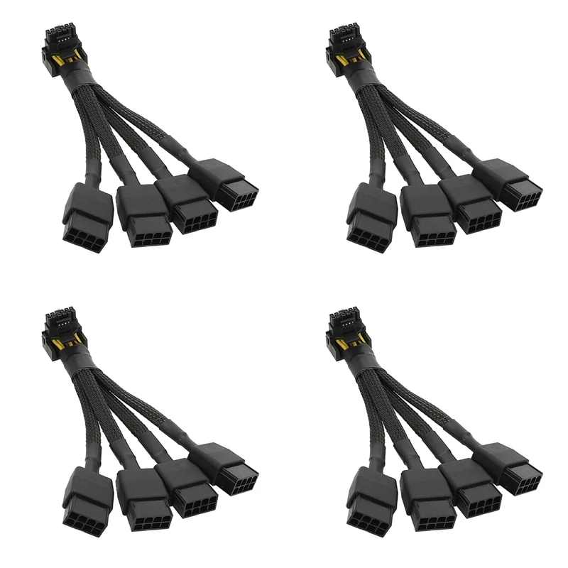 4X For GPU RTX4090 RTX4080 4X8 Pin PCI-E To 16 Pin Graphics Card Power Cable 12VHPWR Connector 90 Degree Elbow Cable