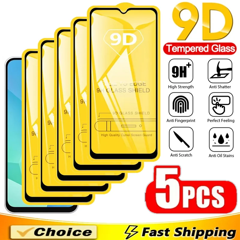 

5Pcs 9D Screen Protectors For Samsung A16 A56 A55 A54 A53 A52 A51 A72 A71 A36 A35 A34 A33 A32 A13 S10E S20 FE M52 Tempered Glass