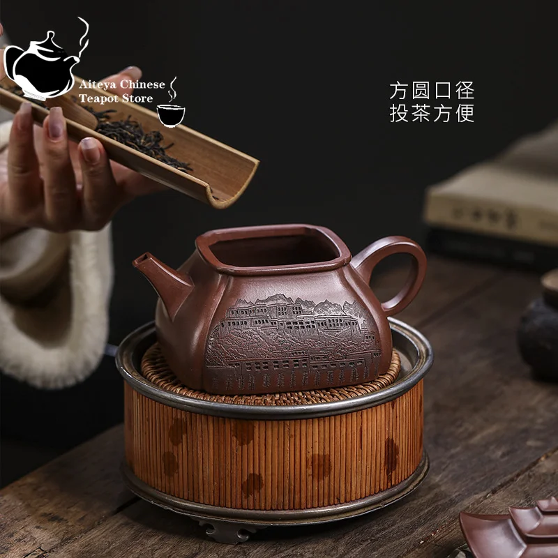 Imagem -04 - Yixing-handmade Pote de Argila Roxa Tanque de Fundo de Coleção Palácio de Potala Claro Jogo de Chá Kung fu Pote de Chá Chinês 380ml