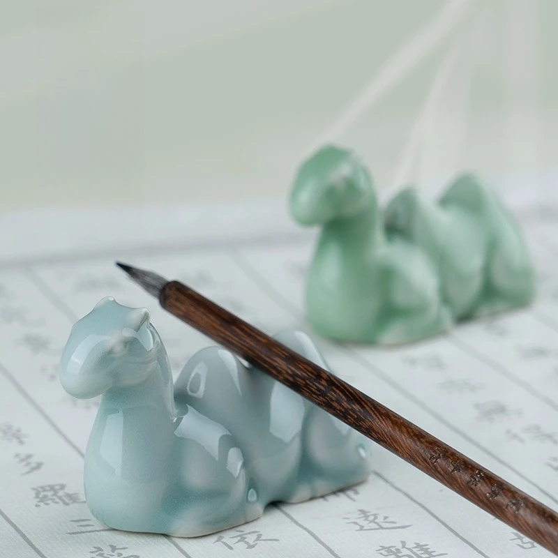 Humpback Ceramic Brush Rest, Brush Mountain, Writing Brush Holder, Antique & Japanese-Style Brush Tray for Writing Brushes