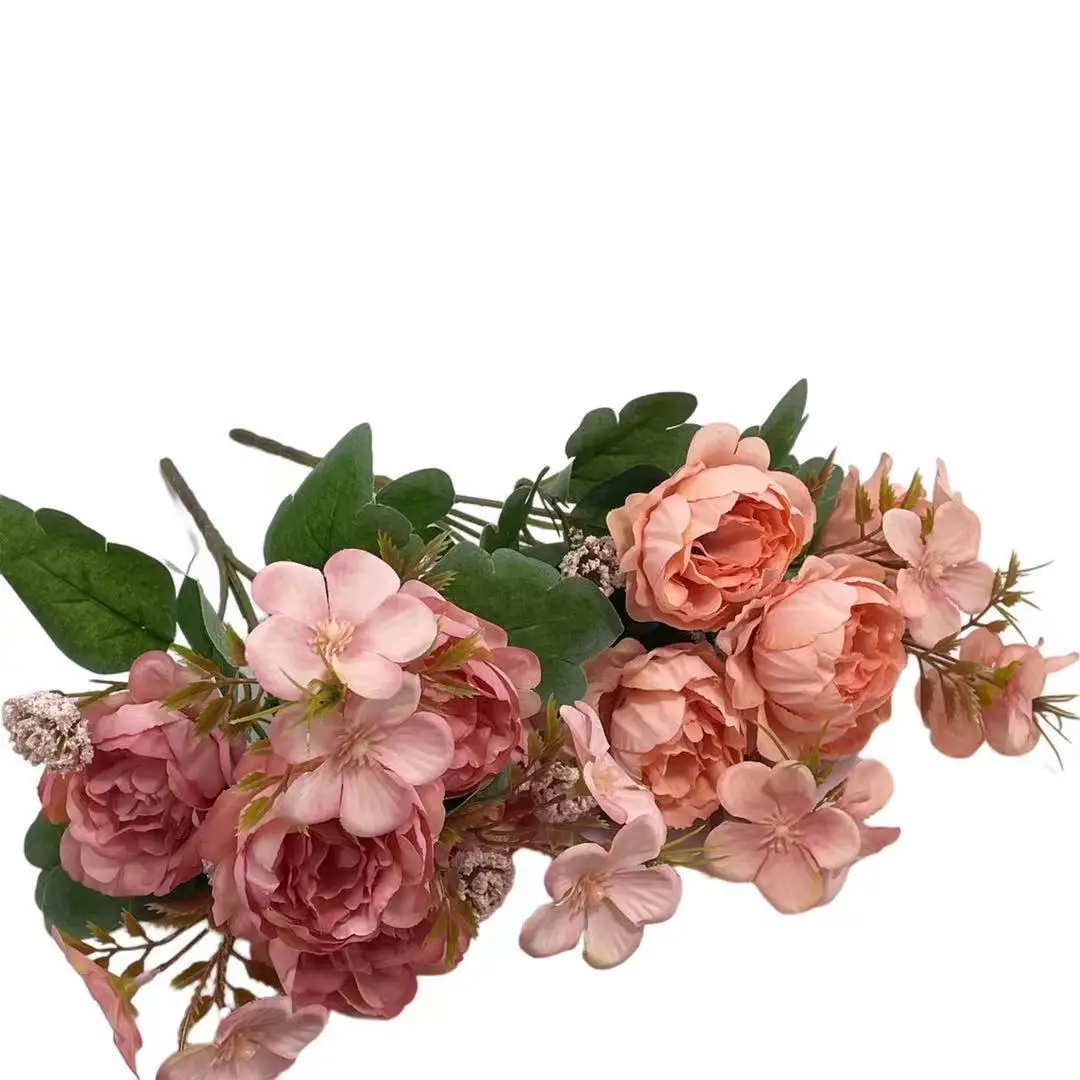 Silk Fake Flowers Autumn Color Simulation Peony Bouquet Wedding Floral Hotel Shopping Mall Decoration Peonies Artificial Flower