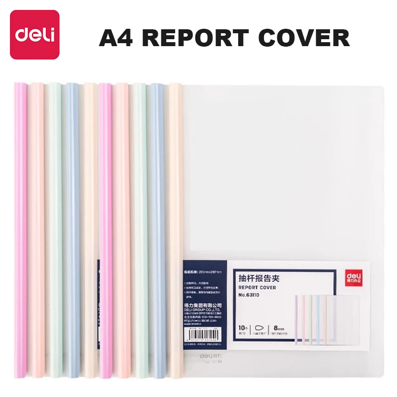 

10pcs A4 Report Cover Transparent File Rod Sliding Bar File Waterproof Test Paper Storage Office Document Classification